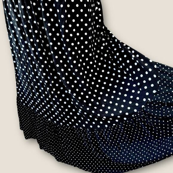 Torrid Polka Dot Faux Wrap Ruffled Maxi Skirt High Low Size 1X 14/16 Black White - Picture 9 of 14